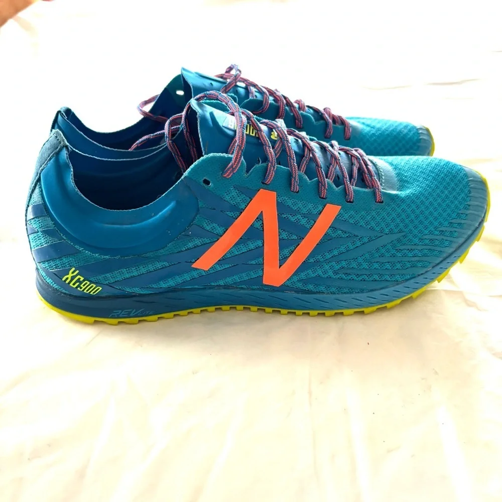 New Balance XC 900 V4 Blue and Neon Orange Marathon Track shoes SZ 9 Worn 1X